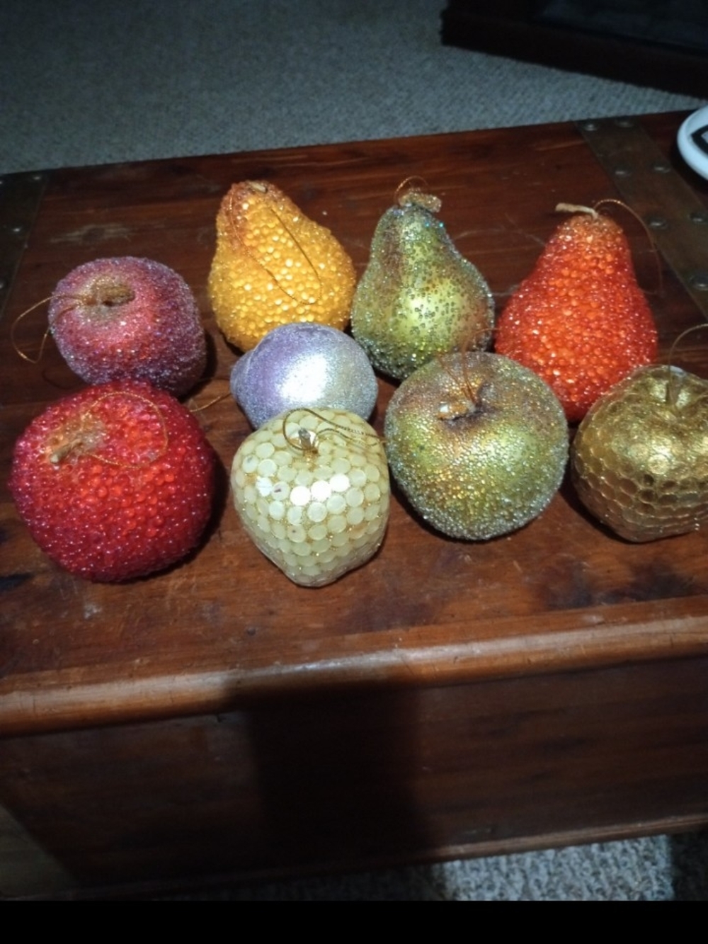 Holiday Glitter Fruit Ornaments - Assorted Colors